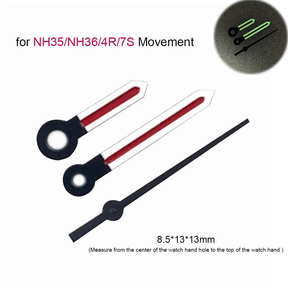 Black White Red Watch Hands for NH35/NH36/4R/7S Movement Watch Pointers Green Luminous Patchwork Color NH35 NH36 Hands