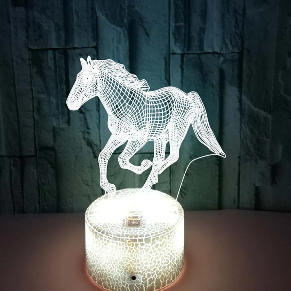 3d Illusion Lamp Led Children\'s Night Light Horse Table Lamp for Bedroom Holiday Christmas Lights Decoration Gifts for Kids