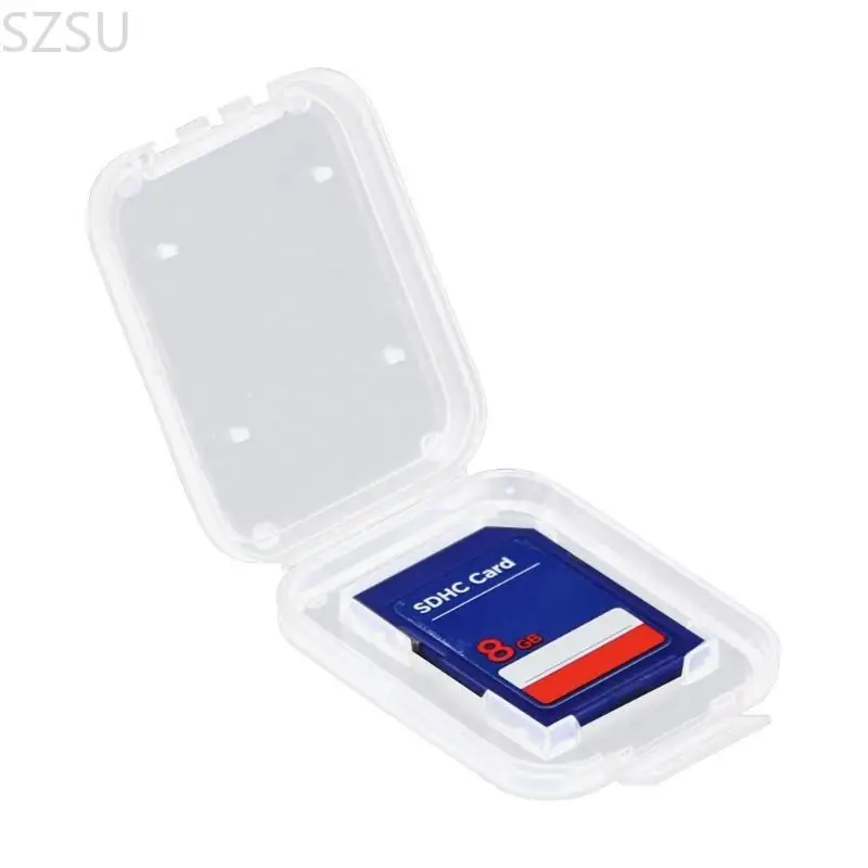 SZSU 10pcs Lightweight Clear Standard SDHC Memory Card Case Storage Holder Box