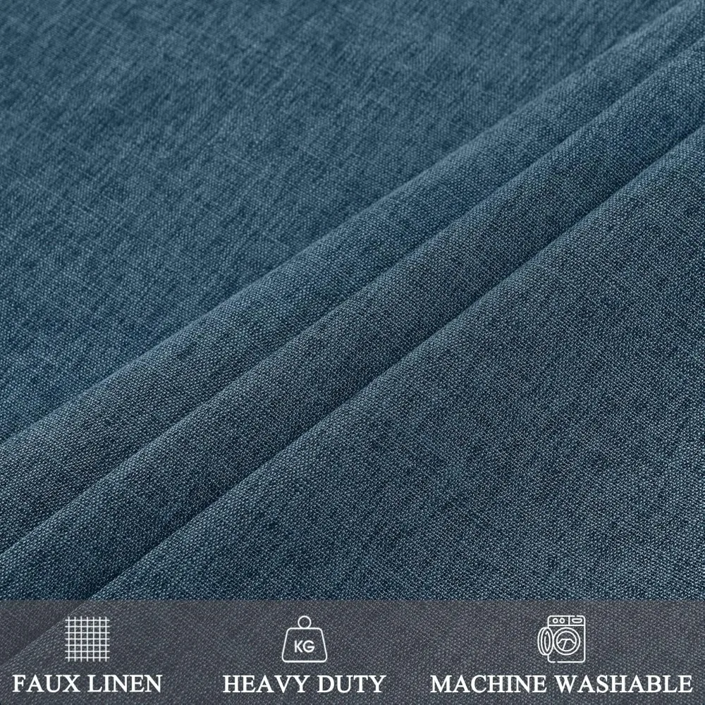 Fcosie Tall Faux Linen 100% Black Out Curtain 108 Length / 9 10 12 14 15 16 17 18 20 24ft Extra Long Blackout 4-in-1 Drape Rod P