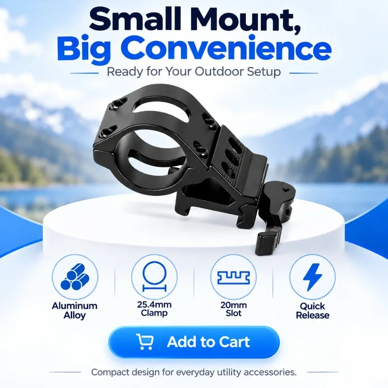 Aluminum Alloy Offset Flashlight Holder, 25.4mm Quick Release Clamp Bracket for 20mm Slide Rail, 1 Inch Light Mount