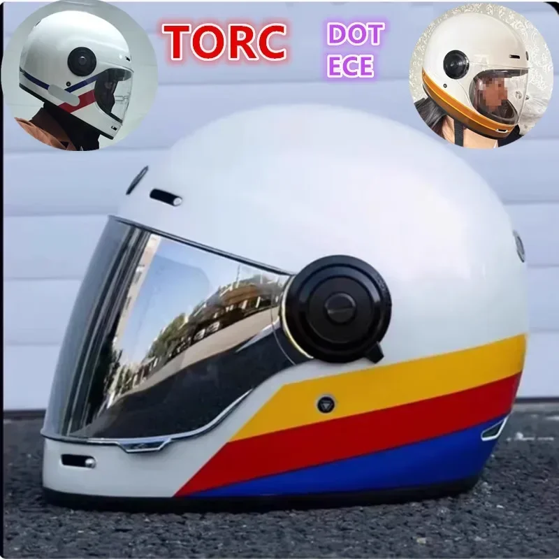 TORC Motorycle Helmet Moto Retro Helmet Men Women Motorbike Riding Motocross Vintage Full Face Helmets Capacete De Moto