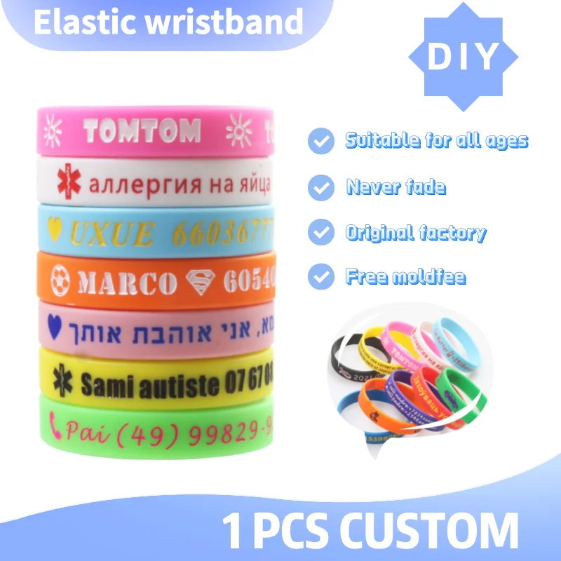 1 PCS Custom Silicone Bracelets Personalized Team up SOS Phone Number Child bracelet Gifts for Birthday Party Events Anti-lost