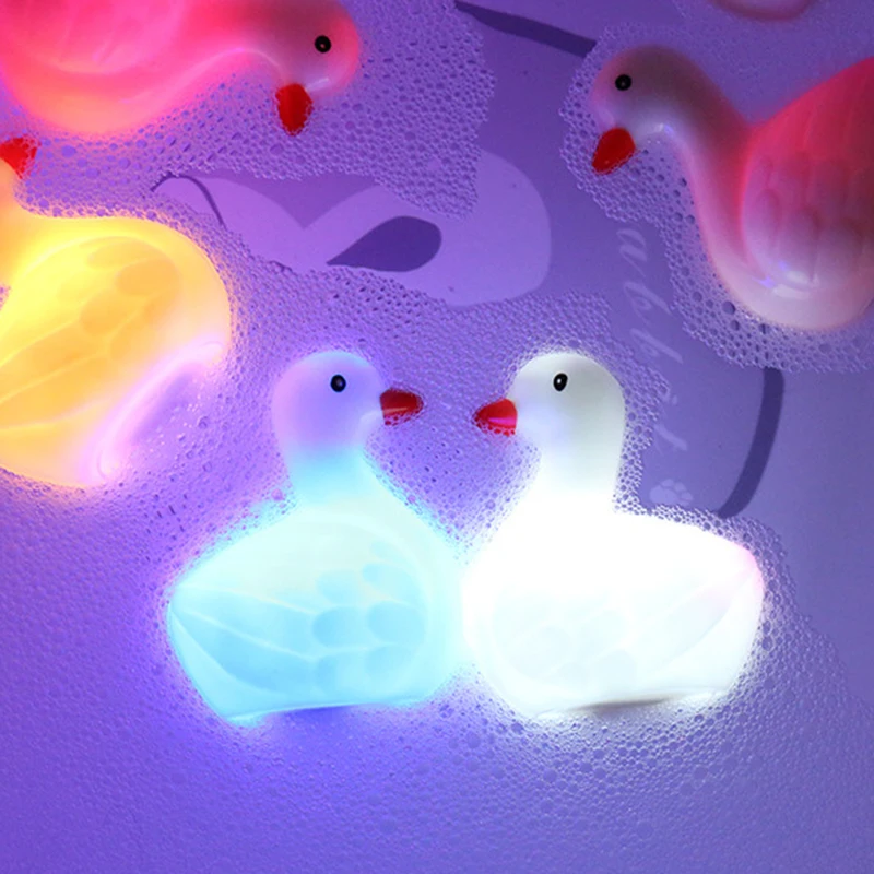 Creative Fun Floating White Swan Water Toys Cartoon Cute Induction Glowing Animal Toys Children Baby Bath Toys Birthday Gifts