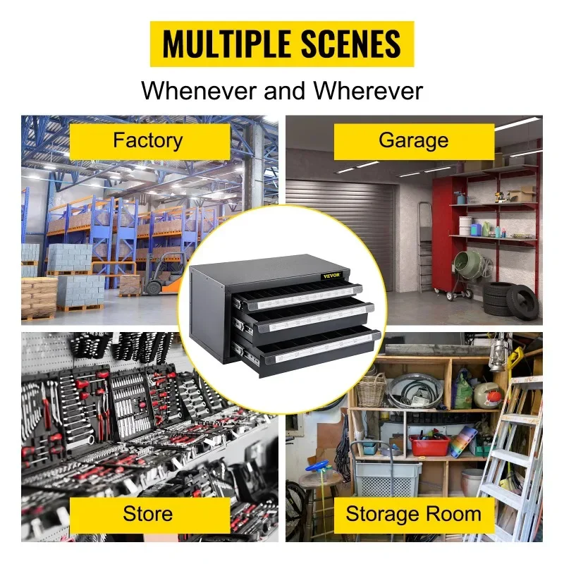 3 Drawers Drill Bit Dispenser, Organizer Cabinet for Length Fractional Size 1/16