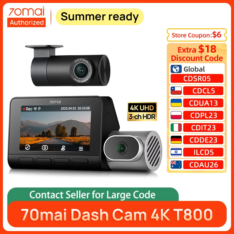 【ほぼ新】70mai Dash Cam 4K T800 3カメラ 70mai 4K T800 3-Channel Dash Cam Review | AutoGuide.com