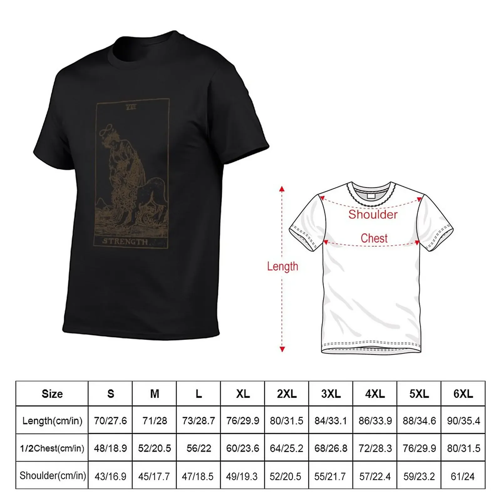 Strength Tarot T-Shirt summer top oversizeds graphics workout shirts for men