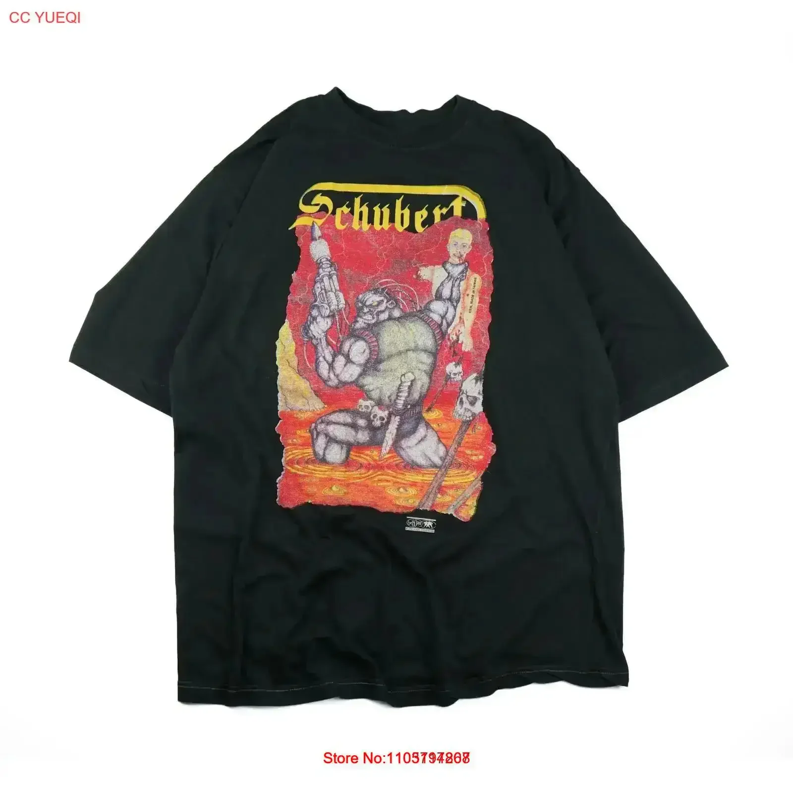 Vintage 1995 Schubert Band Heavy Metal T Shirt Washed Stretched designer clothes Top For Everyday Wear Casual vintage Washed