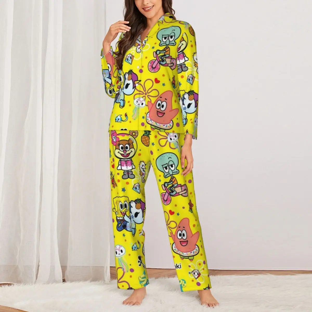 SpongeBob SquarePants Women Pajamas 2 Pieces Set Loungewear pyjama pour femme