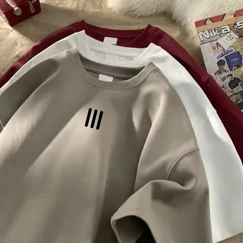 남성용 오버 사이즈 티셔츠 남성용 코튼 티셔츠 화이트 3XL 캐주얼 여름 착용 남성용 패션 프린트 티셔츠 New Clothing2024 New