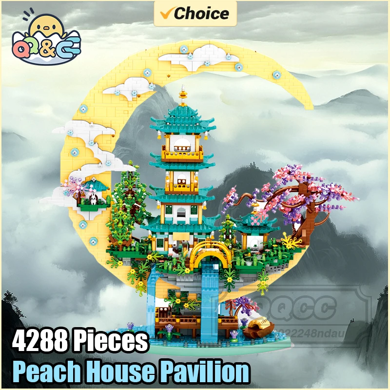 اللبنات العمارة بيت الخوخ جناح شلال نهر مصباح ليد لتقوم بها بنفسك لعبة الطوب الماس الصغيرة لديكور غرفة هدية للأطفال #2