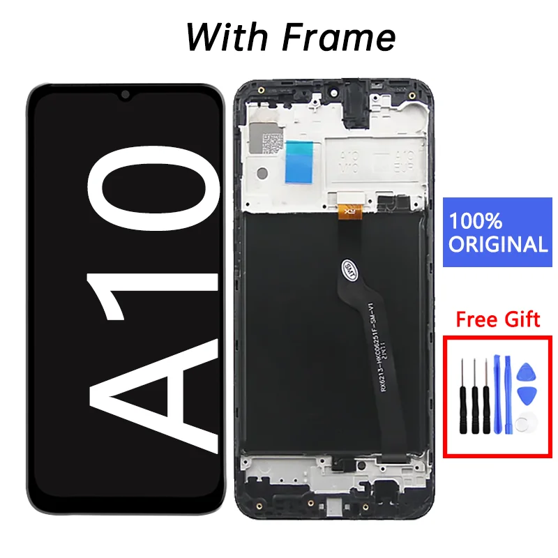 Tela LCD para samsung galaxy A10 a105f a105m, peça sobressalente com moldura