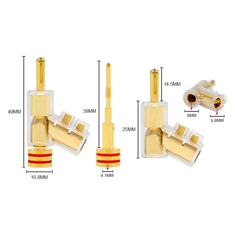 HIFI Banana Plug Connector-24KGold/Rhodium Plated Self-Locking Speaker Cable Terminals for Audiophile Systems