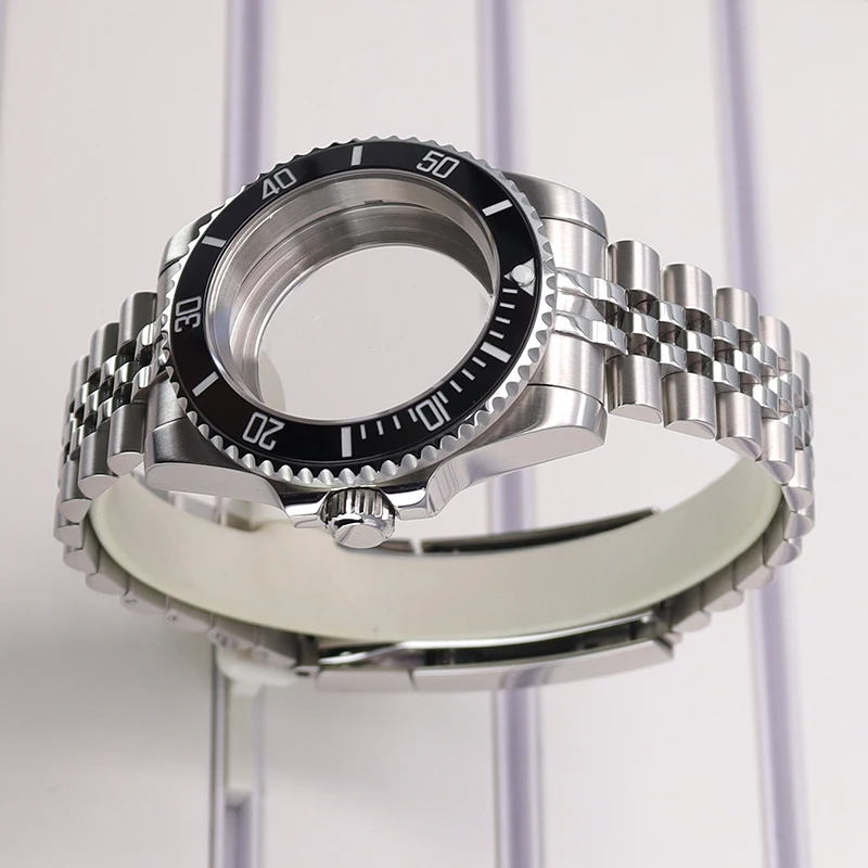 นาฬิกาผู้ชาย40มม. ชุดสร้อยข้อมือกระจกแซฟไฟร์สำหรับ Seiko NH34 NH35 NH36/38 Eta 2824 Miyota 8215การเคลื่อนไหว28.5 Submariner