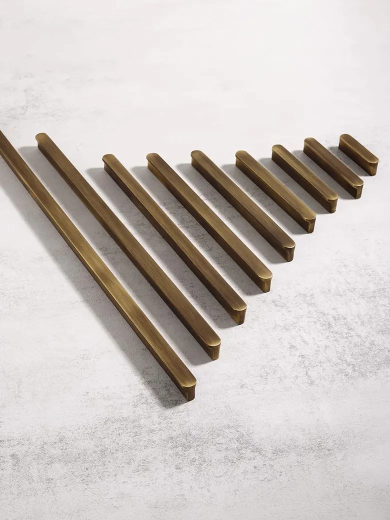 Antique Bronze Kitchen Cabinet Handles Brass Vintage Wardrobe Pulls Copper Long Cupboard Door Handle Retro Furniture Hardware