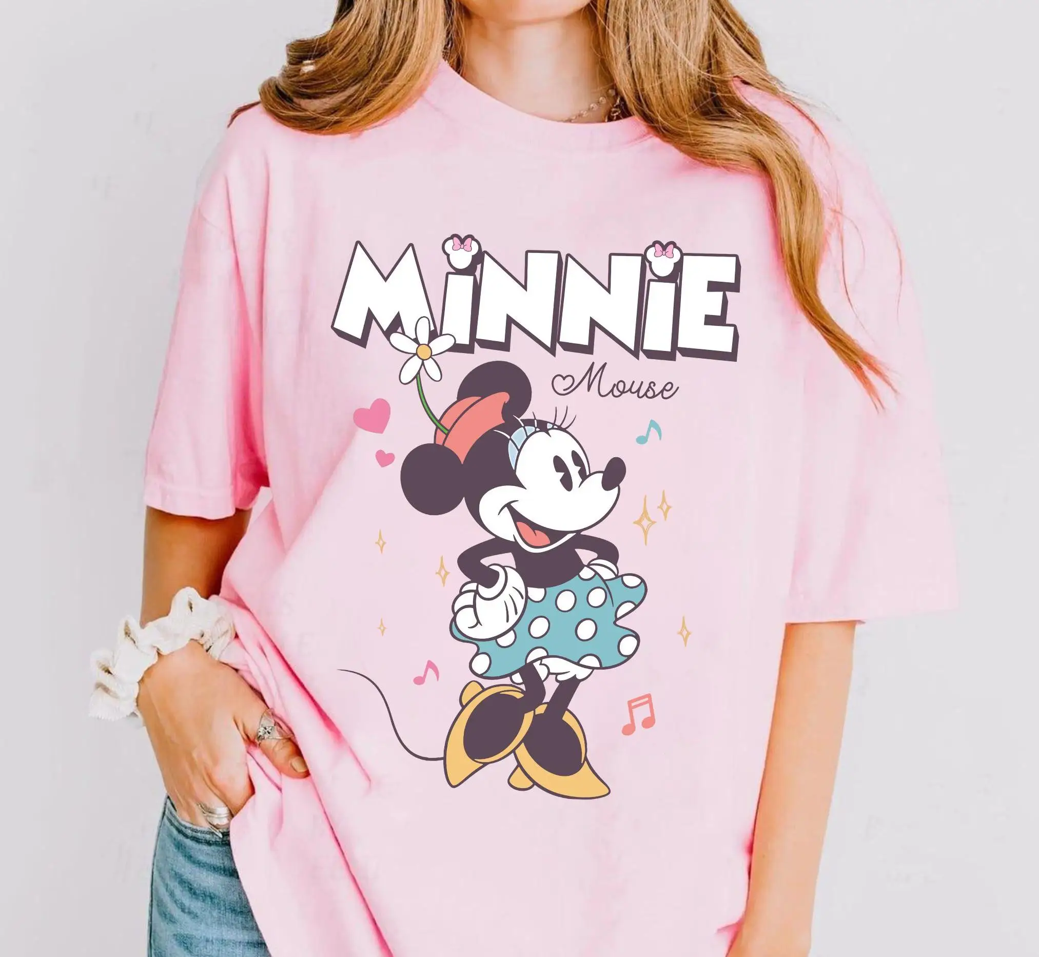 

Plus Size Women's Classic Disney Minnie Mouse T Shirt Disneyland Trip Vacation Shirt Pure Cotton Streetwear Oversized