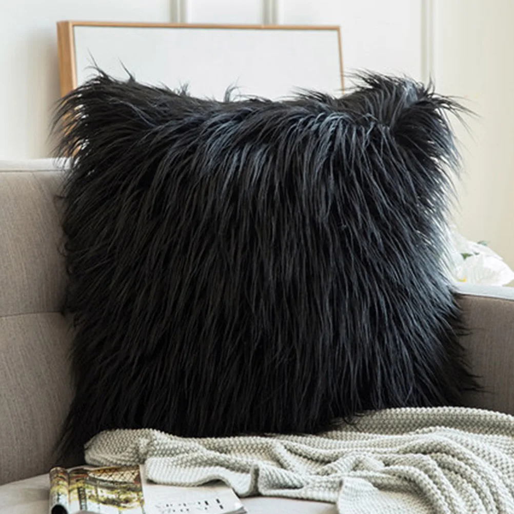 

1Pcs Wool Cushion Cover 45x45cm Soft Warm Throw Pillowcase Solid Color Decorative Pillow Cover Beige Pillowcase