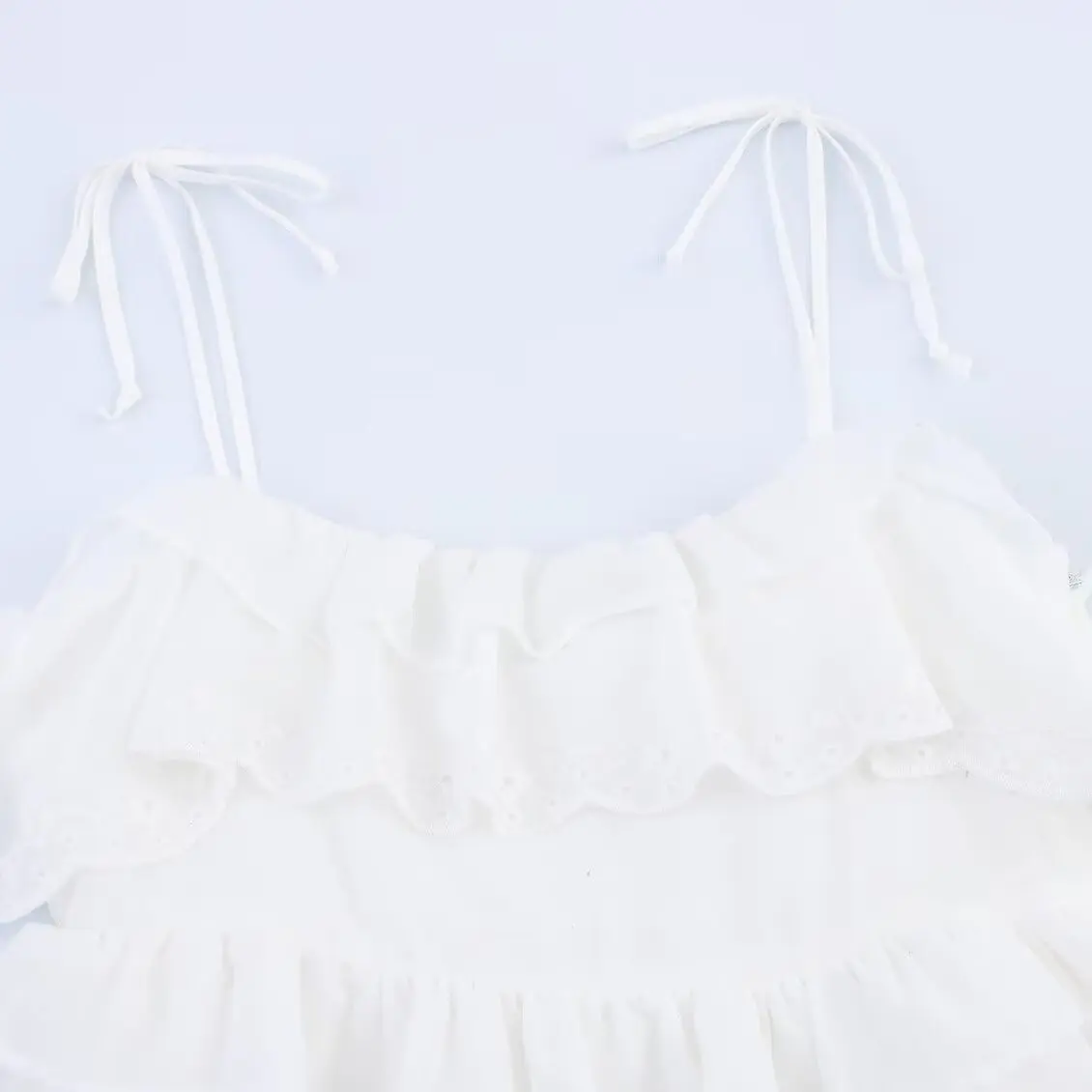 Vestido Curto F JNLEAOG Primavera Novo com Bordado e Decoração em Camadas Estilo Francês Cintura Alta Fibra de Poliést...