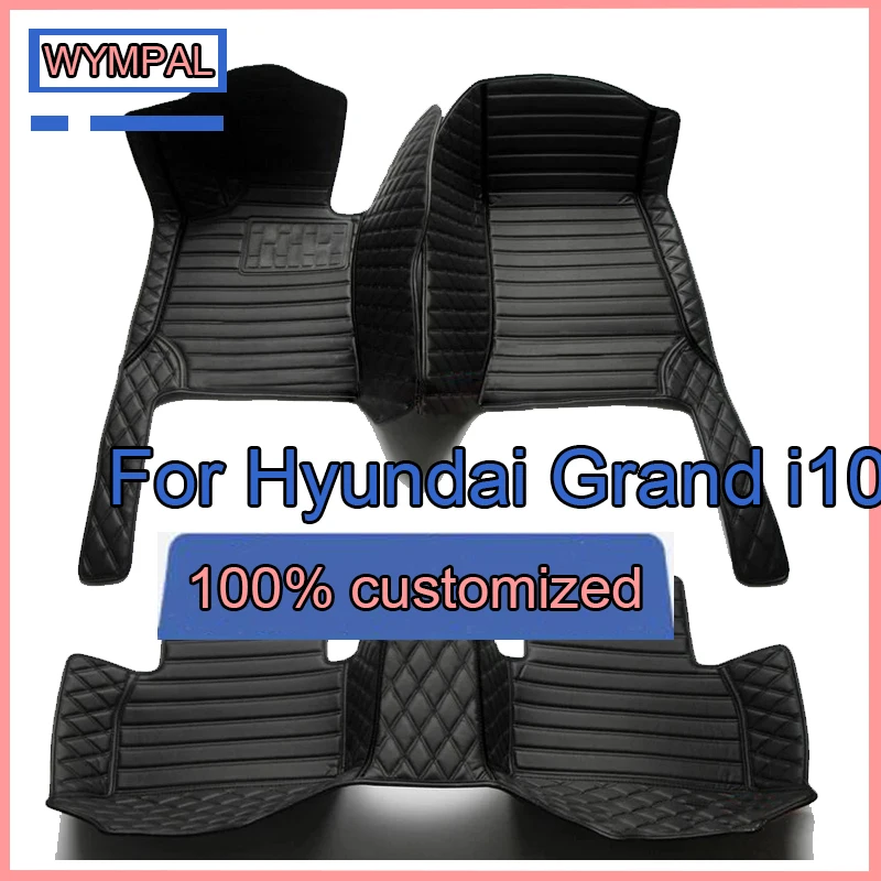 Custom Automotive Car Floor Mats For Hyundai Grand i10 2020 2021 2022 2023 Auto Luxury Leather Men Women Car Mats Full Coverage