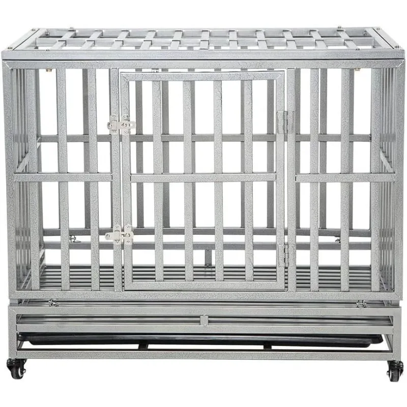 Crate for Medium and Large Dogs, Pet Playpen with Four Wheels,Easy to Install,38 inch,Silver …