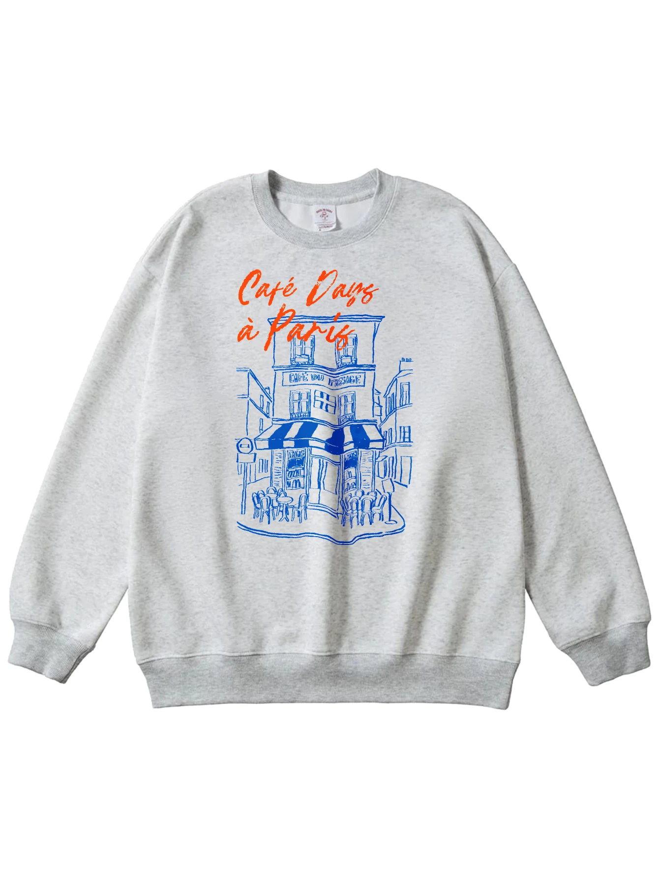 سترة رسم باريس كاجوال متعددة الألوان برقبة دائرية للنساء فضفاضة من القطن الخالص لمظهر أزياء الهالوين الرياضية للخريف والشتاء