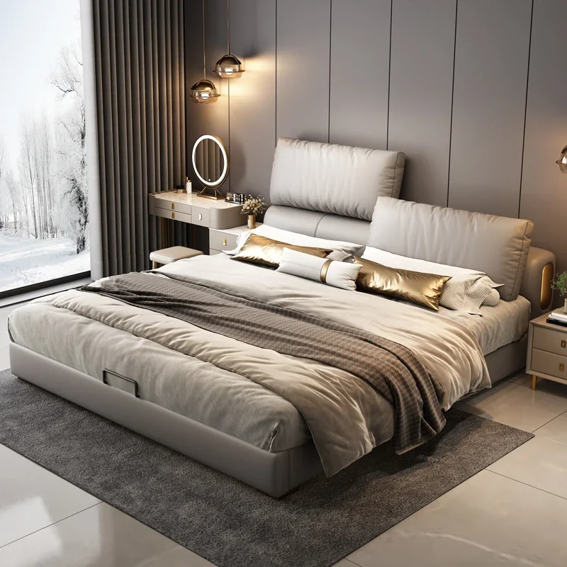 Cama Ajustable con Respaldo, Diseño Italiano Corium, Cama Moderna Doble para Dormitorio, Recámaras Matrimoniales Completas, Muebles