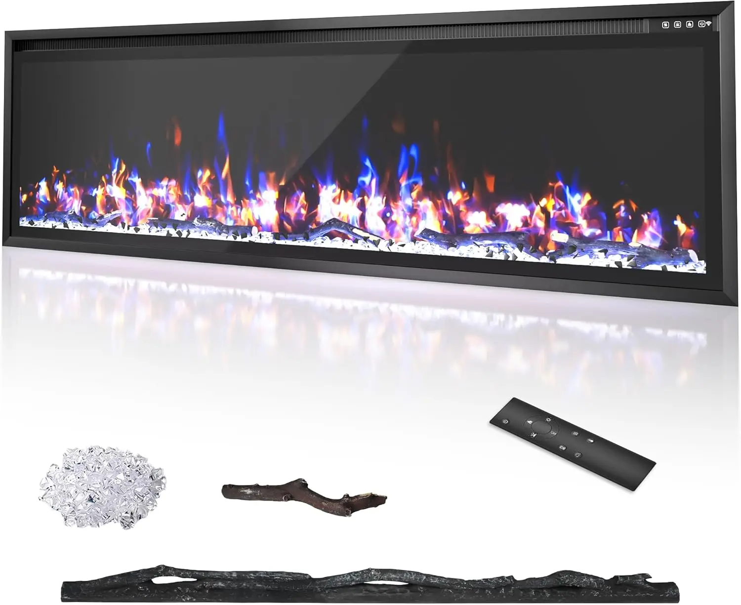 

60'' Electric Fireplace Wall Mounted Fireplace Insert with Remote Control, Fireplace Heater for Living Room with Timer, Touch