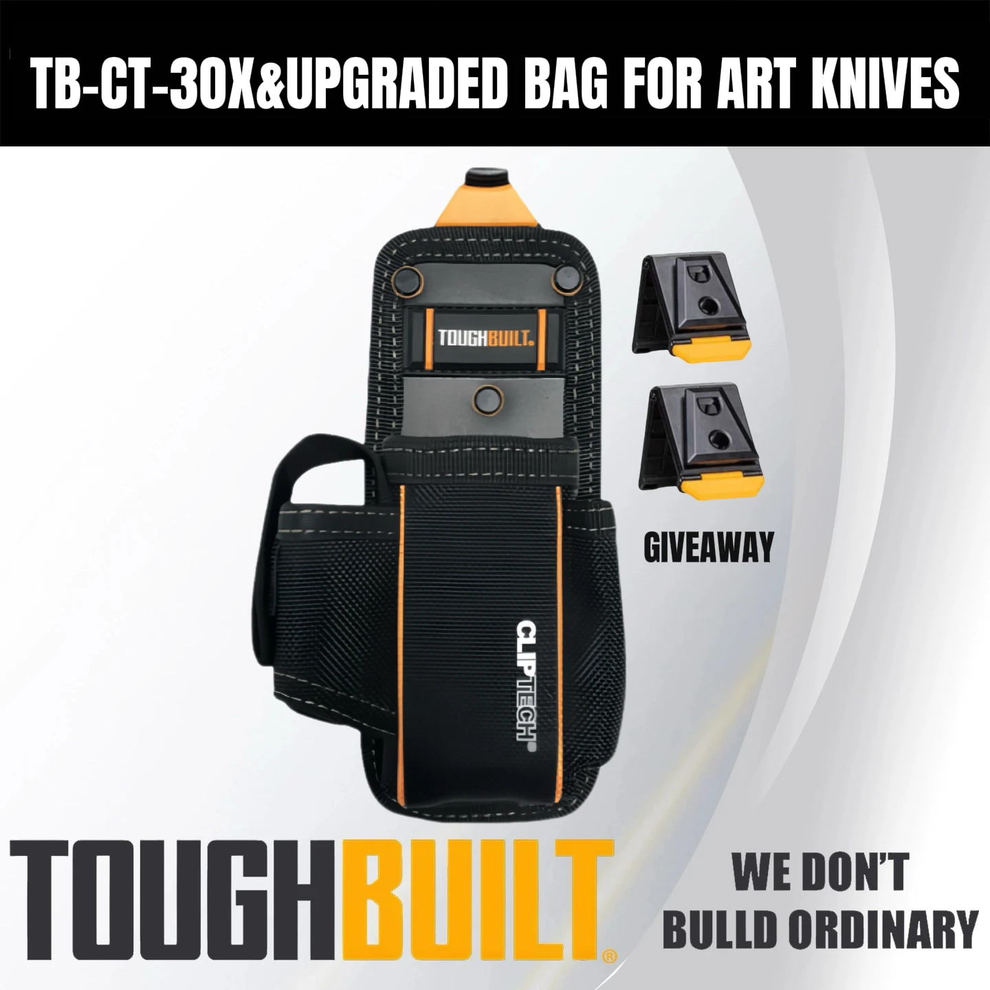 

1pc TOUGHBUILT TB-CT-30X Black Polyester Supply Pouch with ClipTech, Durable Tool Organizer, with Multiple Pockets