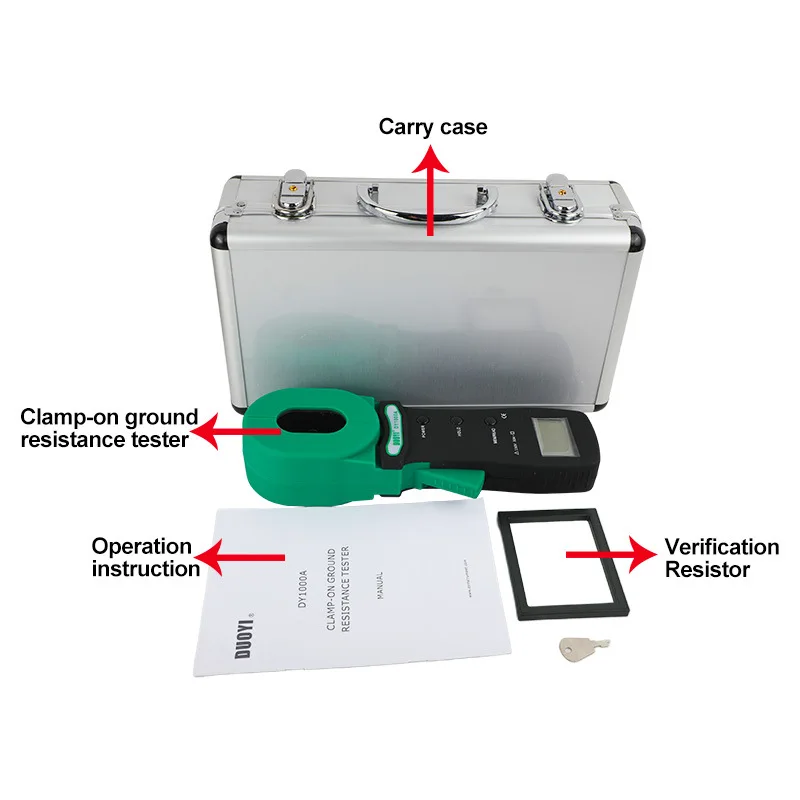 DUOYI Y1000A Digital Clamp Ground Earth Resistance Tester Ground Resistance Meter 0.01-1000 ohm 99 Sets 0.001Ω Leakage Current