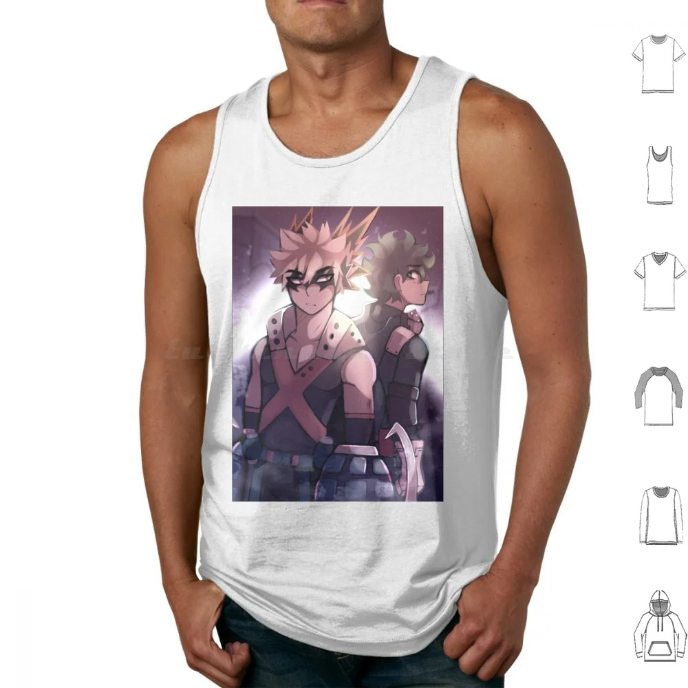 Bnha-Self Doubt Tank Tops Print Cotton Bnha Boku No Hero Academia Bakugo Katsuki Bakugou Katsuki Midoriya Izuku