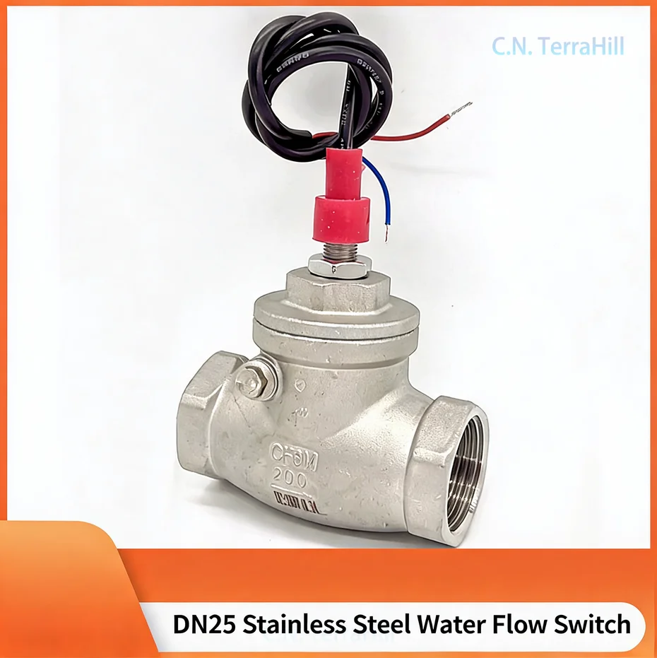 1 Inch 304 Stainless Steel Flow Switch, Normally Open, Adjustable Signal Switch for Water Heater