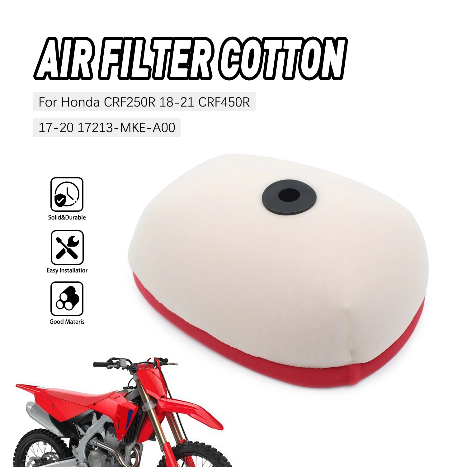 

Dual-Stage Foam Air Filter Off Road Motorcycle Parts For Honda 250 450 CC CRF250R RX CRF450R RWE CRF 2017-2020 17213-MKR-A00