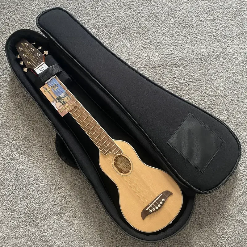 Veneer Wood Folk Guitar 34 Inches Portable Travel Guitar Accompaniment Means Playing Stringed Musical Instrument Accessories