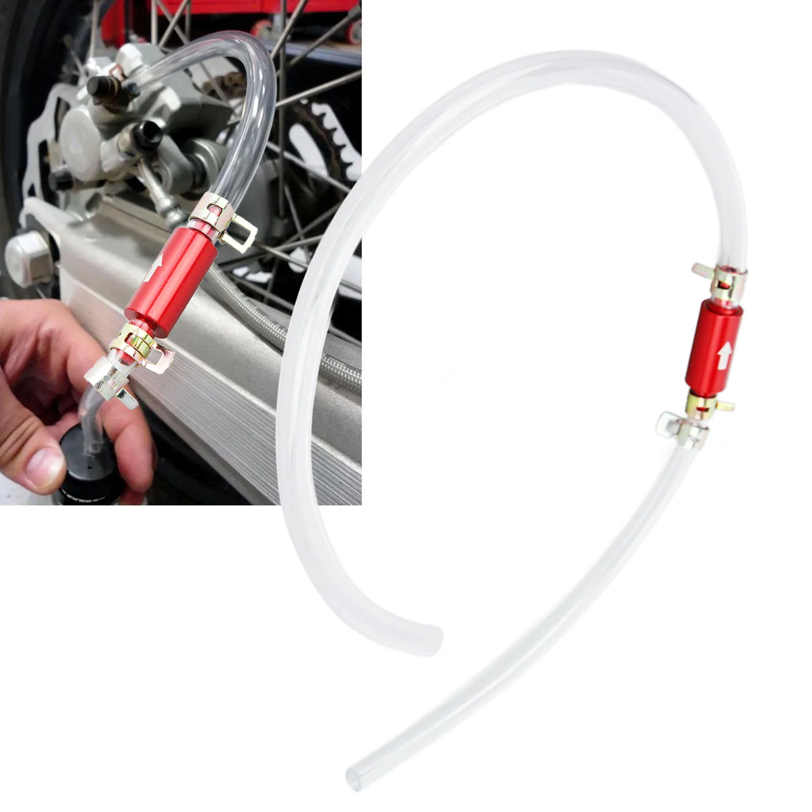 

1Pair 6MM Brake Bleeder Hose with One Way Check Valve Durable Reliable Long Lasting Universal Bleeding Tool Kit for Motorcycle