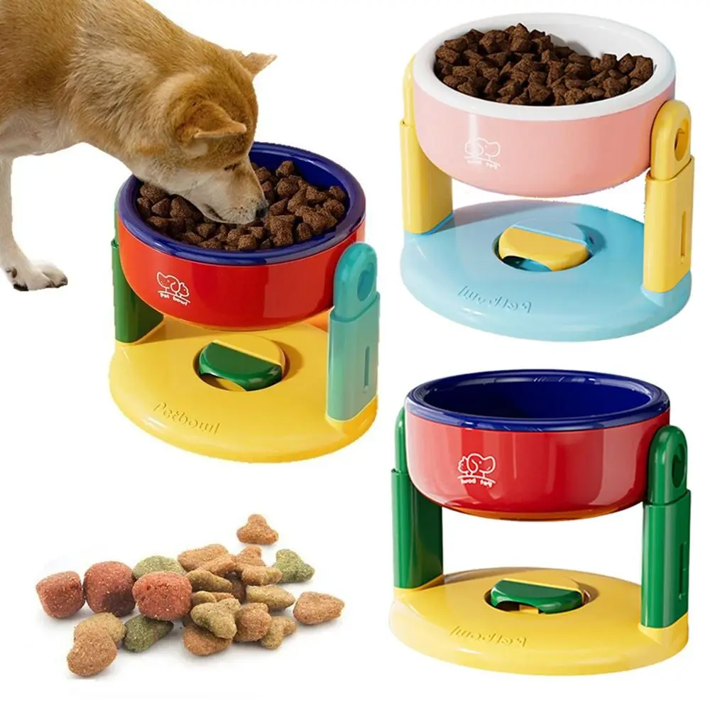 

Suction Cup Type Cat Drinking Feeding Bowl 3 Gear Height Adjustable Protect Cervical Spine Pet Feeding Basin Anti-Slip