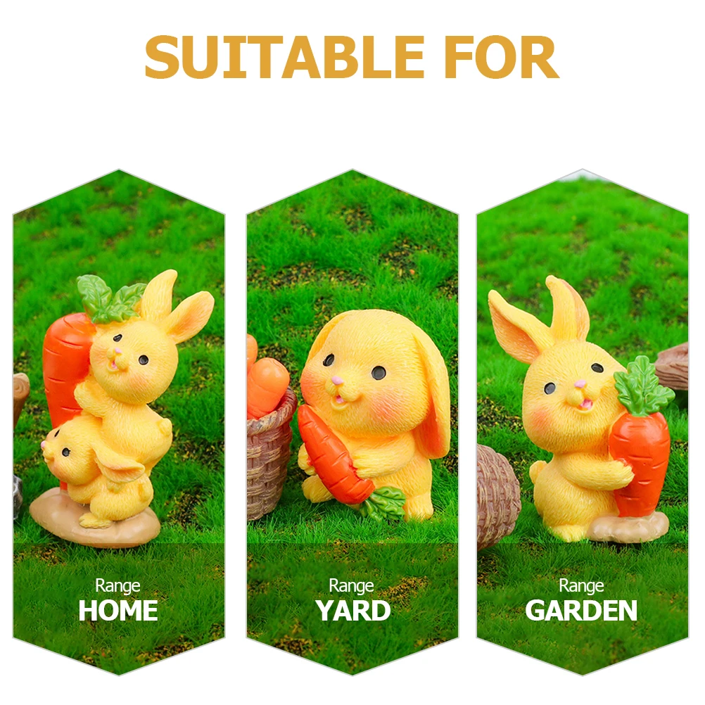 

8Pcs Rabbit Ornaments Resin Mini Bunny Decorations Easter Desktop Garden Home Decor Micro Landscape Cute Small Statues