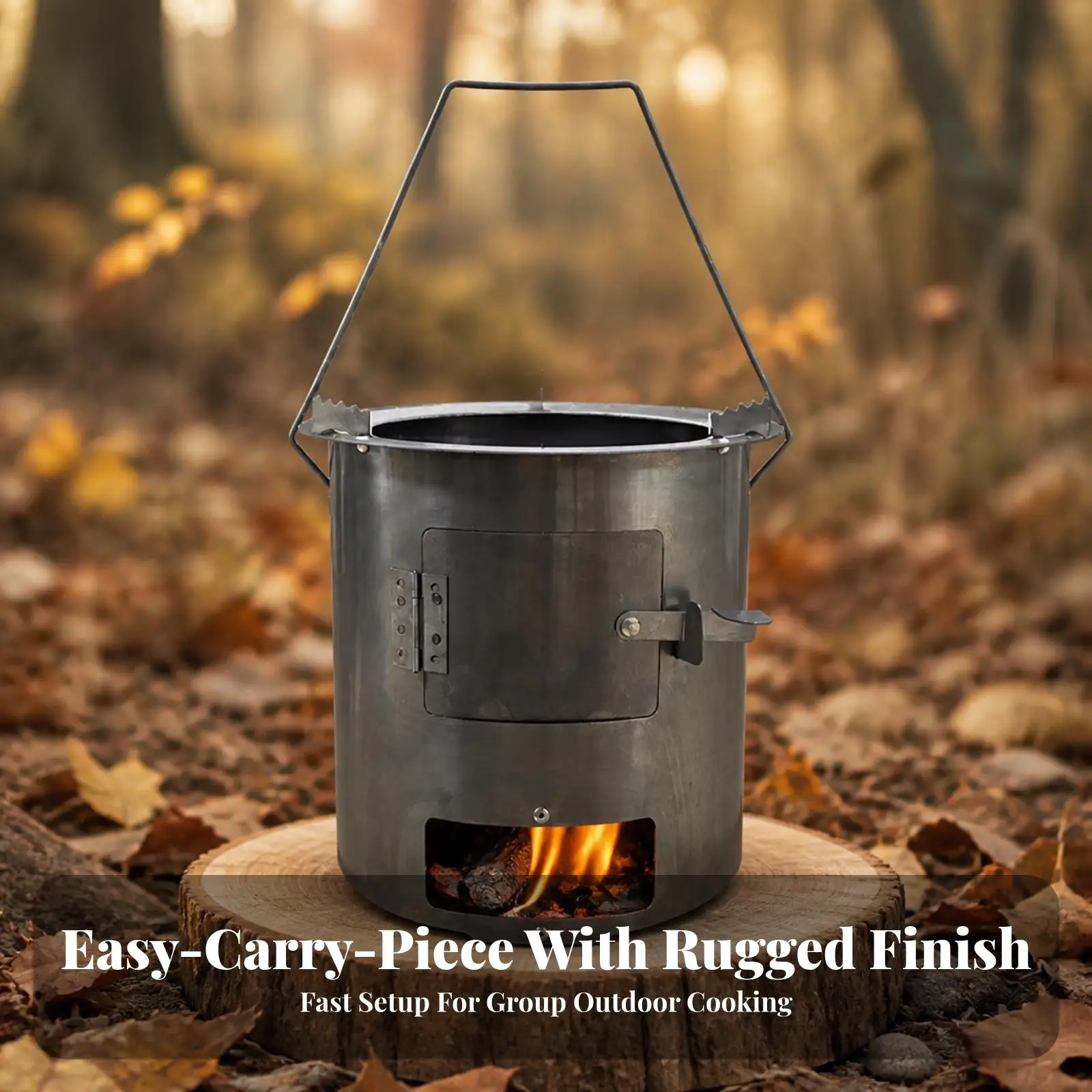 Ultra Light Portable Firewood Stove for Outdoor Cooking with Pot Rest and Air Flow Design for Consistent Heat Generation