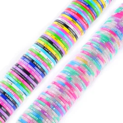 100Pcs/Lot Wholesale Fashion Mini Candy Color Luminous Printed Silicone Bracelets for Children Adult Rubber Wrist Strap Jewelry