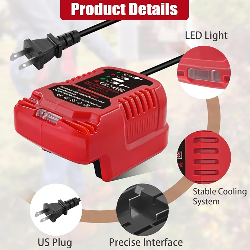 

Для Craftsman 20V литий-ионный аккумулятор CMCB204 CMCB202 CMCB201 CMCB209 портативное мини-быстрое зарядное устройство с вилкой европейского/американского стандарта, зарядное устройство со светодиодным индикатором