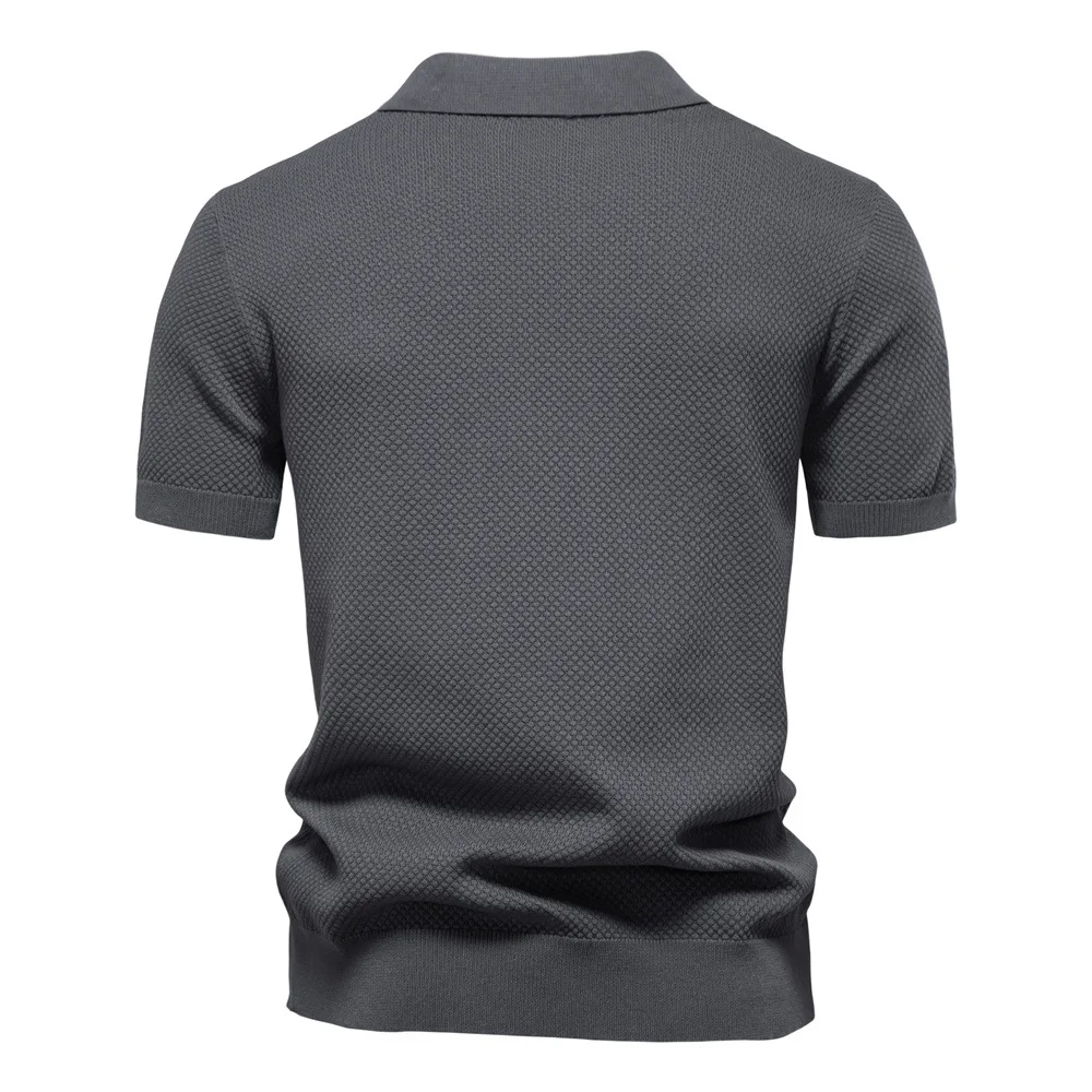 Men's Pineapple Pattern Woolen Shirt Short Sleeve Business Seagull Collar Summer 2026 High Quality European Style Top