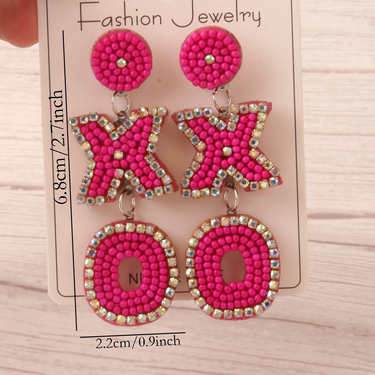 Beaded Heart Shaped Earrings - Handmade Statement Heart Dangle Earrings Gift for Valentine's Day and Mother's Day image 4