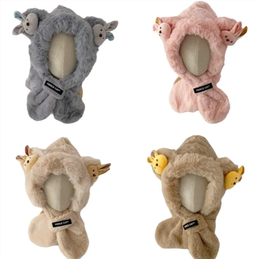 

Милый дизайн, комплект зимних шапок, удобный материал, шарф с рисунком медведя, теплая ткань, мягкий плюшевый плюшевый шарф