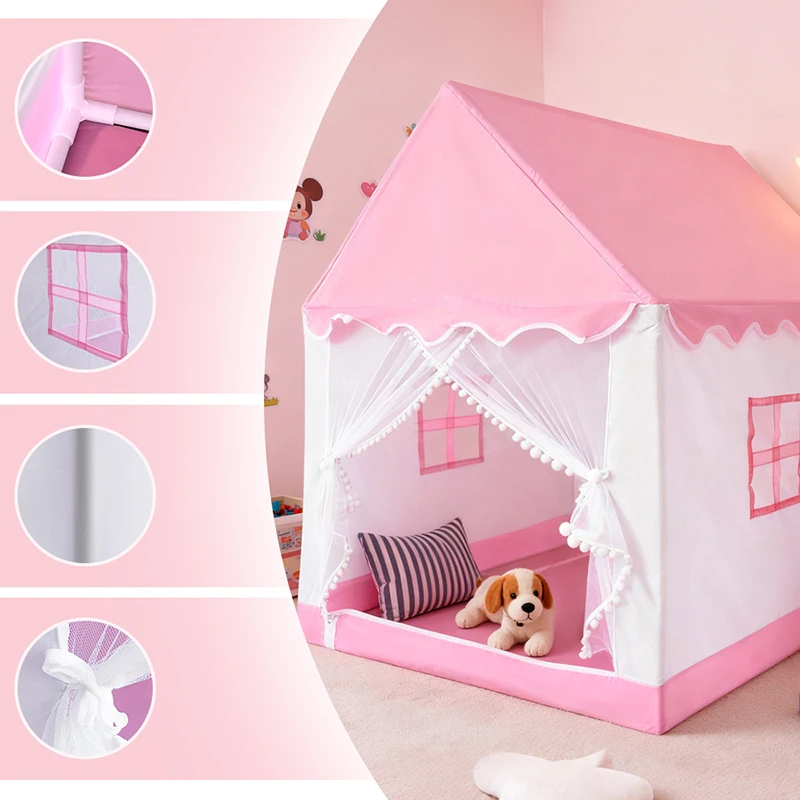 Pink Princess Tent Playhouse for Kids Indoor Game Room Children's Outdoor Tent Toys