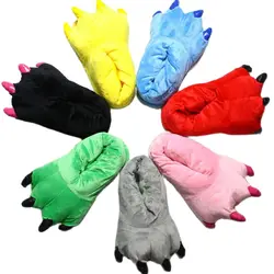 Winter Warm Soft Indoor Floor Slippers Women Men Shoes Paw Funny Animal Christmas Monster Dinosaur Claw Plush Home