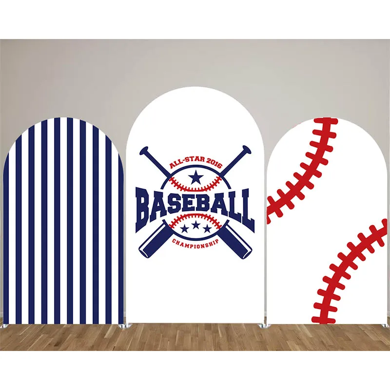 

Mehofond Baseball Arched Set Backdrop Cover Sport Decor Boy Birthday Party Newborn Portrait Photo Studio Background Double-sided