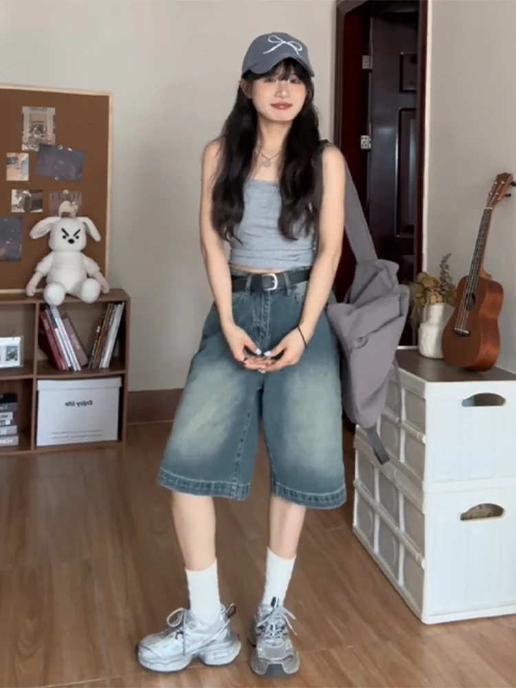 

Широкие джинсы с высокой талией, женские свободные джинсы длиной пять четвертей, прямой крой, летние износостойкие джинсы