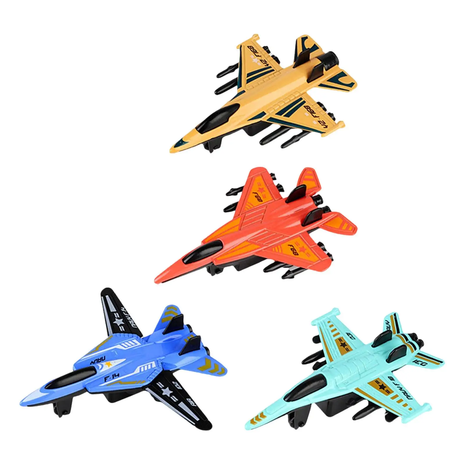 4x Alloy Metal Models Aircraft Airplane Toy Set for Bedroom Desktop Shelf