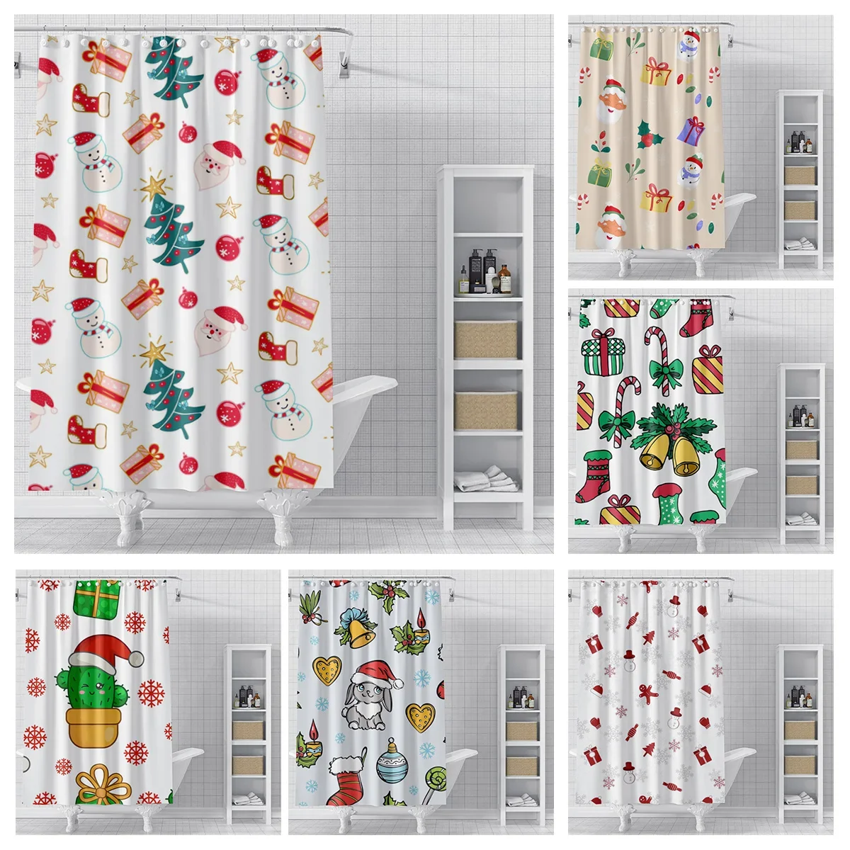 Home decoration shower curtains for bathroom waterproof curtain fabric Modern Nordic style Living Room Merry Christmas winter