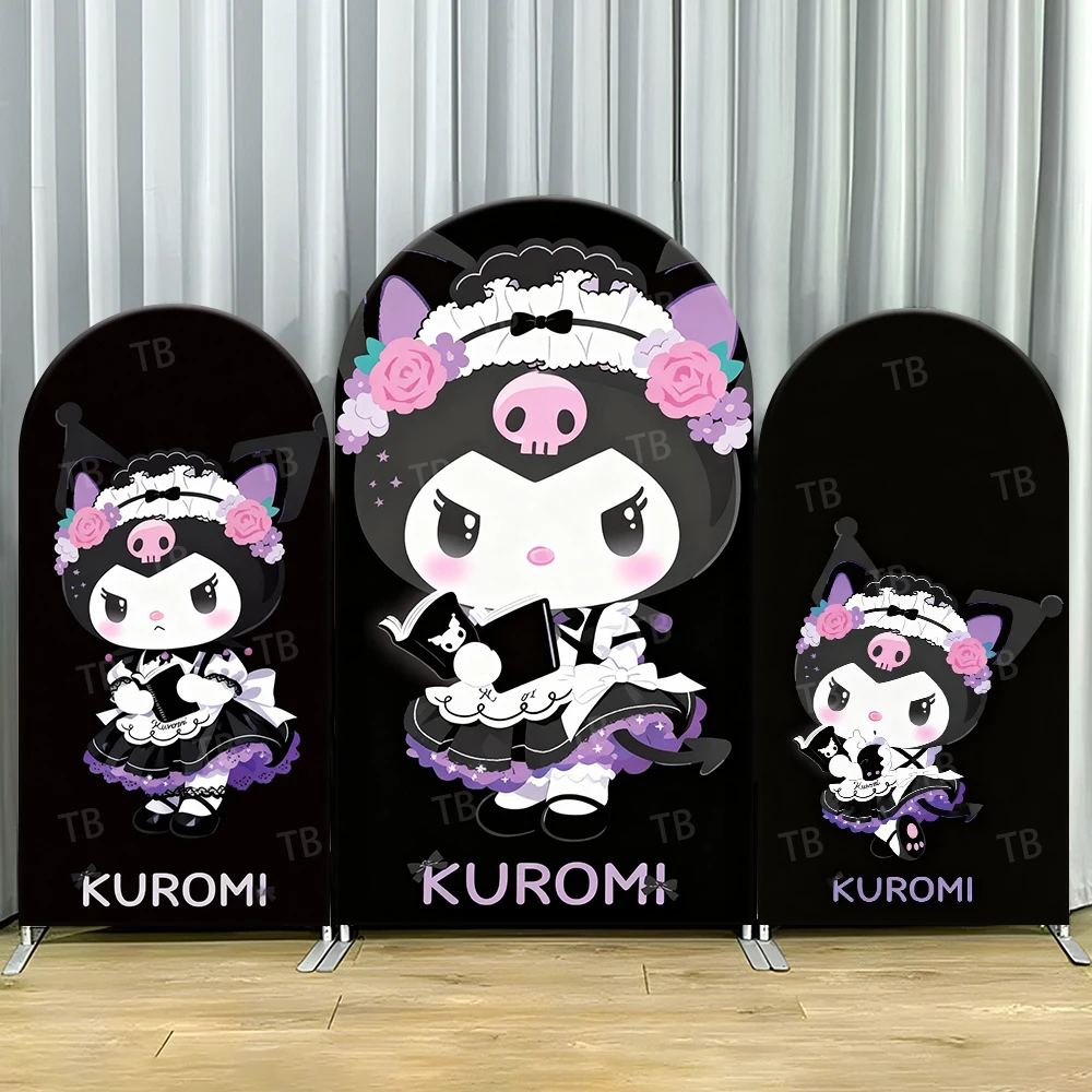 

TB Dark Sanrio Kuromi Theme Arch Backdrop Cover for Girls Birthday Party Decor Photograph Background Wall Baby Shower Supplies