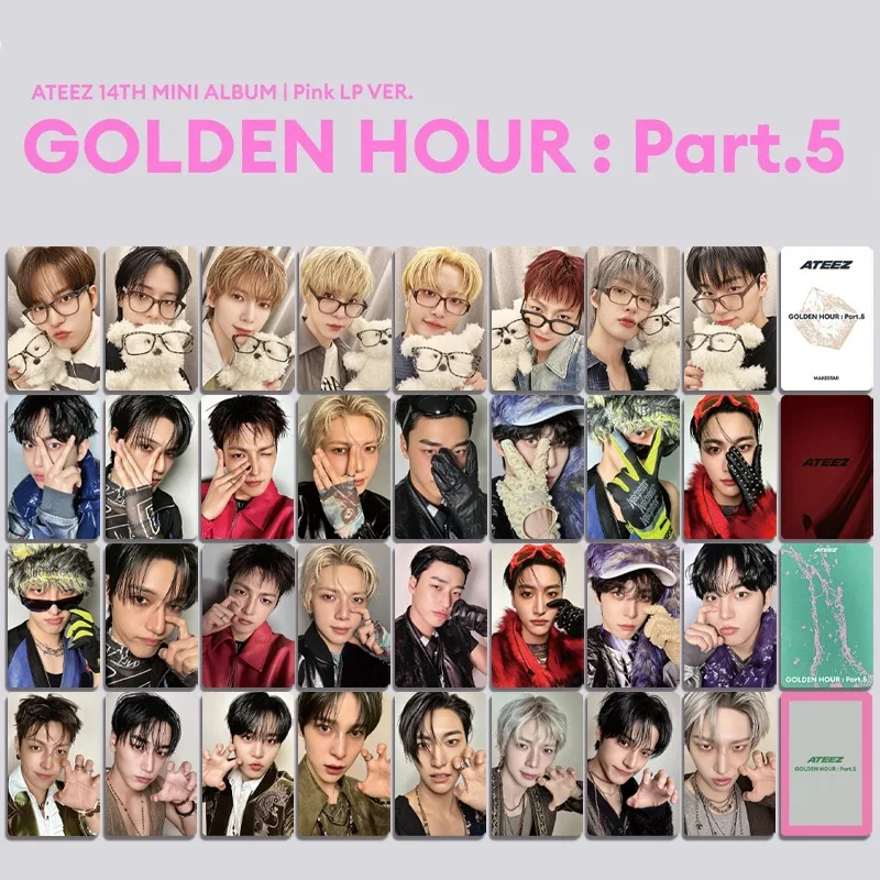 8PCS Kpop Idol ATEEZ "GOLDEN HOUR:Part.5" HD Small Cards Hongjoong Seonghwa Yunho Yeosang San Mingi Wooyoung Jongho Photocards
